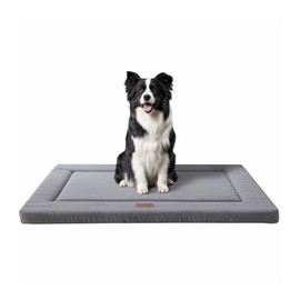 WESTERN HOME Dog Bed for Crate, Medium/Large Dogs Crate Bed with Soft Wavy Plush Comfortable Anti-Slip Kennel Pad Washable Pet Beds Mat for Dogs & Cats, Grey