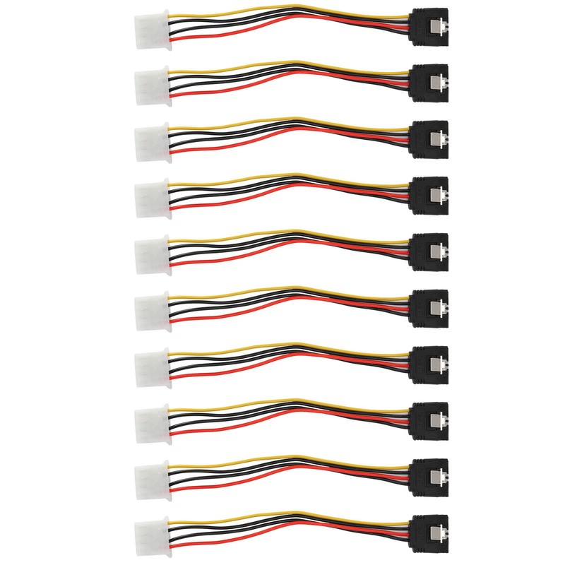 10 Pcs SATA Cables Big 4Pin to 15Pin IDESATA Power