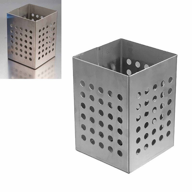 Kitchen Utensil Holder Stainless Steel Square Cutlery Drainer Countertop Utensil