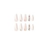 JUSTOTRY 24 Pcs Marble Coffin False Nails Long with Diamond,Brown