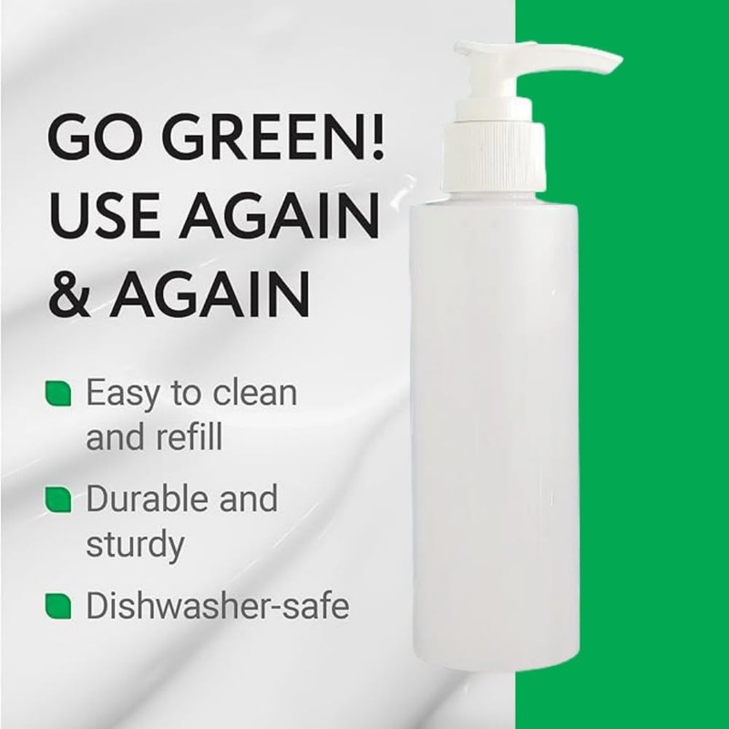 2 Pack Refillable 8oz Plastic Pump Dispenser Bottles, Pump Dispenser