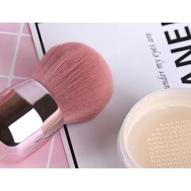 Brochas De Maquillaje Kabuki Para Base Con Esponja Color Rosa