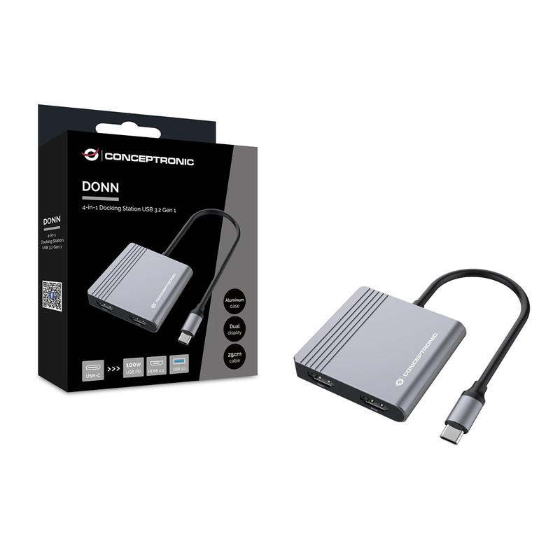 CONCEPTRONIC DONN13G 4-in-1 USB 3.2 Gen 1 Docking Station