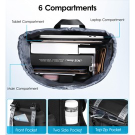 DTTO Laptop Backpack for Men and Women, Business Anti-Theft Travel Backpack with USB Charging Port, Water Resistant Vintage Flap College Computer Work Bag Fits 15.6 Inch Notebook, 23L Classic Black