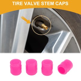 Partuto 4 Pcs Cattle Pattern Tire Valve Stem Caps for Car Truck Motorbike Bicycle Tyre Valve Dust Covers Decorative Polystyrene Pink 8x17mm