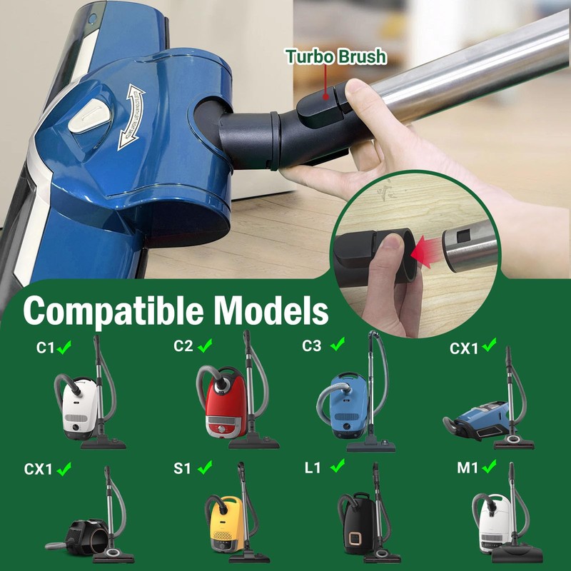 EZ SPARES Turbo Dust Brush Head Compatible with Miele C1