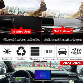 ASINRI Dashboard Cover Dash Cover Mat Pad for 2024 2025 2026 Toyota Tacoma Without HUD Accessories Custom Fit for Tacoma