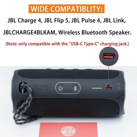 Sqrmekoko New Tour Flat Charging Power Supply Cable Compatible with JBL Charge 5, JBL Flip 6, JBL Flip 5, JBL Charge 4, JBL Pulse 4 Wireless Speaker (Orange)