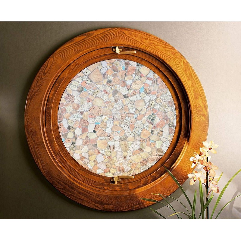 Autotech Park Precut Circle Window Film, Stone Design, Self Static