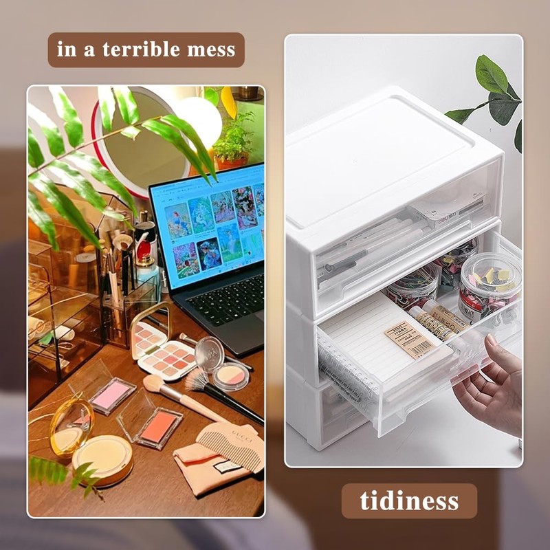 MytaYt Pack of 2 Plastic Stackable Desk Drawer Box Suitable
