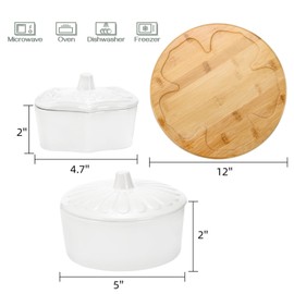 Lyellfe Divided Serving Dish Lazy Susan, 360° Rotatable Appetizer Tray with Lid, 12 Inch White Snack Relish Platter with 6 Compartment for Fruit, Veggie, Candy, Chip Dip