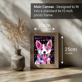 COLORDEMY 2-in-1 Paint by Numbers Kit - Rolled Canvases (20x25cm & 20x20cm), 16 Colours, Brushes & Paints Included - Fun for Adults & Kids, Perfect for Parties or Group Painting (Corgi Design)