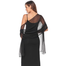 SURVODJA Women Shawls and Wraps for Evening Dress Lightweight Scarf Wedding Guest Shawl Wrap Bridesmaid Scarves(Black,79''×27'’)
