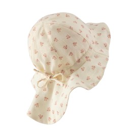 Sterntaler Sun Hat Bouquets - Girls' Summer Hat - Beach Hat - with Neck Protection - Adjustable Size - Batiste Lining (Organic) - Baby and Children's Headpiece - Natural, Size 47