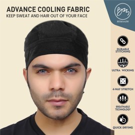 BISMAADH 3 Pack Sweat Wicking Do Rag Cooling Beanie Helmet Liner Dew Rag Head Scarf, Bandana, Head Wrap, Motorcycle, Cycling (Black, Blue, White)