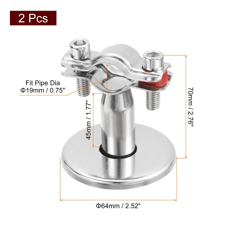 sourcing map 2 Pack Pipe Support, Stainless Steel Pipe Support