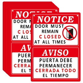 Notice "Door Must Remain Closed at All Times" Labels Bilingual Labels 5x7 inch Keep Door Closed Stickers Please Make Sure This Doors Stays Locked Decals Retail Store Safety Sign 5 Pcs Doors Notice