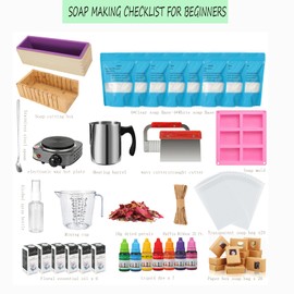 DIY Soap Making Supplies,Soap Making Kits For Soap Melter,4.4 Lb Soap Base,6 Essencial Oils,7 Dyestuffs Suitable,Silicone Loaf Molds Soap Cutters For Soap Making,Diy Parent-Child Games Soap Kits
