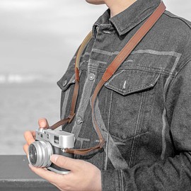 CANPIS CP008 Genuine Leather Camera Strap 95-135cm Adjustable Retro Camera Shoulder Neck Strap for Canon Nikon Leica Fuji Sony etc Mirrorless and DSLR Micro Cameras (Brown)