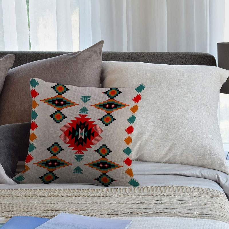 HGOD DESIGNS Cushion Cover Aztec Blue Red Orange Throw Pillow