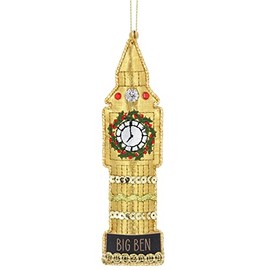 Gisela Graham Fabric Big Ben Christmas Tree Decoration, Multicolor, 13 x 3.5 (13910)