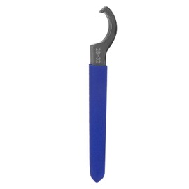 sourcing map C Hook Spanner Wrench 28-32 Nut Shock Wrench Steel Chuck Nut with Blue Non-Slip Handle for Lathe Clamping