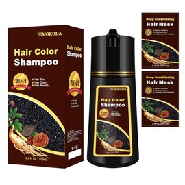 Tinte para El Cabello Negro 3 En 1 para Hombres y Mujeres - Cobertura de Cabello Gris de Larga Duración, Champú para Canas, Color Natural En Minutos  