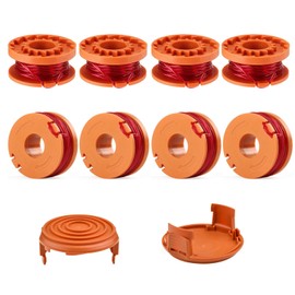 Punhung 10Pack Replacement Trimmer Spool Line for Worx, Refills 10ft 0.065 Inch Trimmer Line + Cap for Worx WA0010 WG154 WG163 WG160 WG180 WG175 WG155 WG151 String Trimmer(8 Spools + 2 Caps)