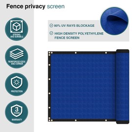 ECOOPTS 4'x12' Privacy Fence Screen Windscreen with Copper Grommets, Fit for Commercial Fence and Residential Garden Outdoor 90% UV Blockage, Cable Zip Ties Included (Blue)