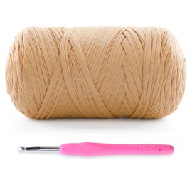 Hilo suave para ganchillo, hilo de playera para manualidades de ganchillo, bolsas, cesta, posavasos, hilados de playera cada hilo de madeja de 14.5 onzas, 1.6 pies (1, caqui)