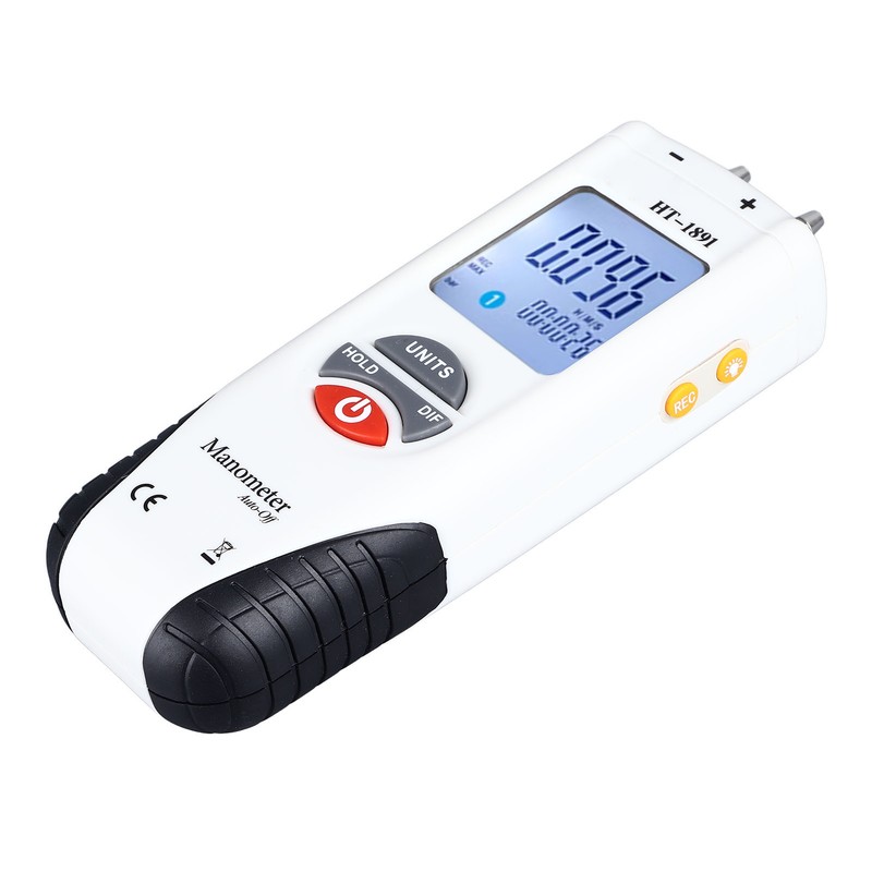 Digital Manometer Backlit Display Differential Dual Port Air and Gas