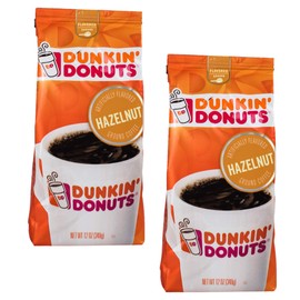 Dunkin' Donuts Hazelnut Ground Coffee (2-Pack), American Imported Roasted Kaffee, 340 Grams (12 Oz.) Per Bag (Available in 1 and 2-Packs)