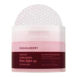 EQQUALBERRY Toner Pads Faciales Bouncy Day Collagen Pore-Tight Up - Coreanos con Colágeno, PDRN de Loto y Trufa Blanca, Cuidado de Poros, 60 Pads