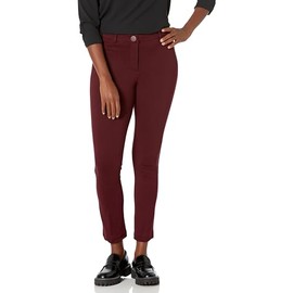Briggs New York Women's High Rise Skinny Knit Ponte Pant, Bordeaux, 18
