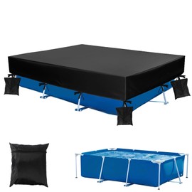 8.5x5.6x1 Ft Rectangle Pool Cover for Above Ground Pools, Heavy-Duty 210D Oxford Fabric Cover with 4 Sandbags & 1 Storage Bag
