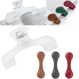 URANT Transparent Reading Book Holder with 3Pcs Magnetic Leather Bookmarks Combination Set, Double Sided Magnetic Bookmarks Holder for Class Notes Music Book Fixation