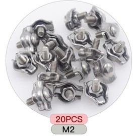 Joyangy 20pcs M2 Stainless Steel Simplex Wire Rope Clip Cable Clamp, Single Bolt Wire Cable Clamps, 1-Post Wire Rope Clip for 1/16 Inch Diameter Wire Cable