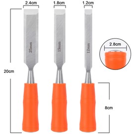 3 Pcs Wood Chisel Sets,Wood Chisel for Woodworking DIY, Wood Carving Chisels with Bevel Edge and Ergonomic Handle, Chizzle Set for Wood Carving Sculpting Carpentry Wood Tools 12mm, 19mm, 25mm