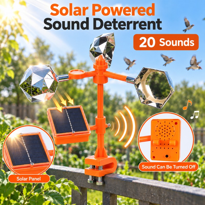 Solar Wind Powered Bird Repeller for Outdoor Use – 360°