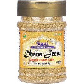 Rani Dhana-Jeeru (Coriander-Cumin Blend 50-50) Powder 3oz (85g) PET Jar ~ All Natural | Salt Free | Vegan | Gluten Friendly | Non-GMO | Kosher