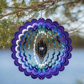 VP Home Floral Burst Mandala Kinetic 3D Metal Outdoor Garden Decor Wind Spinner