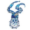 Avalaya Blue/Transparent Glass Bead Sea Shell Tassel Necklace with Button