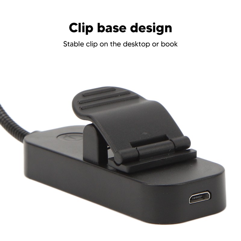 LED Book Light 3 Color Temperature Stepless Dimming USB Rechargeable