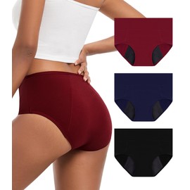 Bobelle Wear Incontinence Underwear For Women, High Waisted Period Washable Absorbent Briefs For Postpartum Bladder Leak, 3 Pack (Large, MultiColor01)