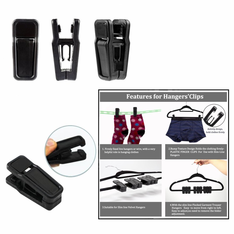 OFKPO 40 Pack Plastic Hanger Clips Clothes Pins Non-Slip Pants