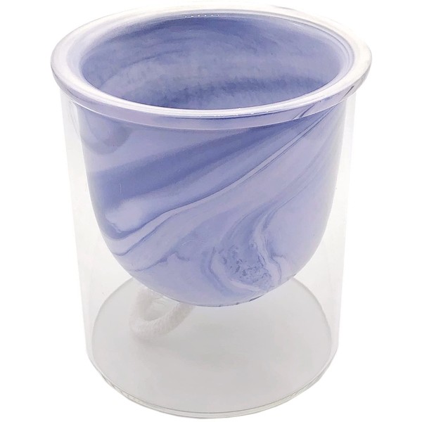 3world Flower Pot Pottery + Glass Cover Automatic Watering Planter Luxury Design Flower Pot SW1776 Marble (Blue)