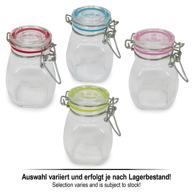 com-four® 4 x Preserving Jar with Clip Top Wire Clip