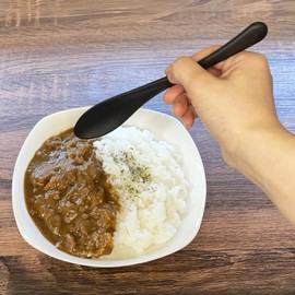Takagi Takagi Rice Spoons, Set of 5, Black, Dishwasher Safe, Eco-Friendly Spoons with Rice, Cutlery, Easy to Mouth, Made in Japan, Bulk Purchase, Takagi