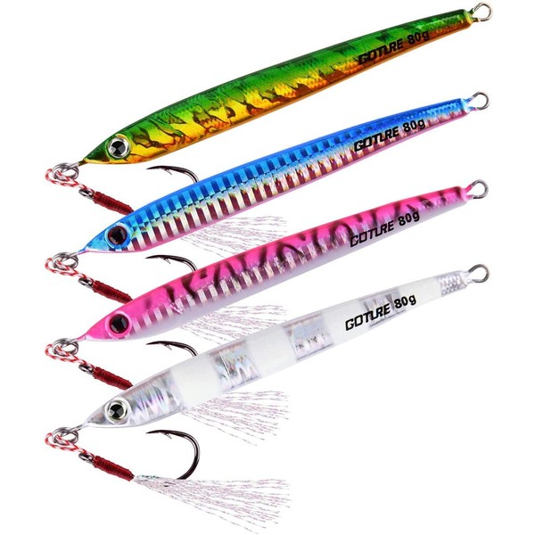 Goture Vertical Jigs 60-150g with Assist Hook, Glow Fishing Jig