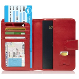Access Denied Brand New Passport Holder Cover Travel Wallet For Men & Women RFID Blocking - Red